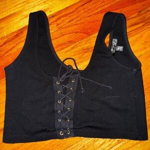 Lace up crop top - Topshop